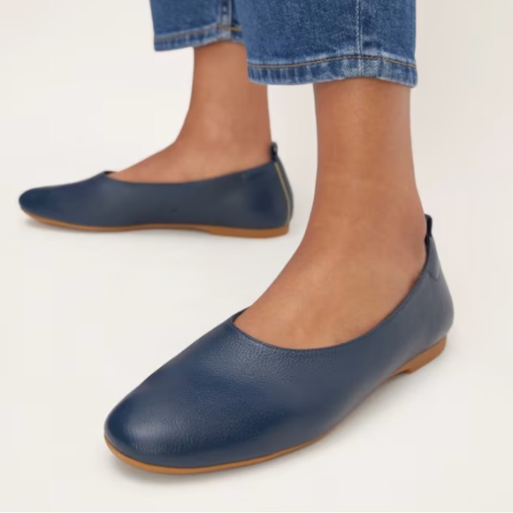 Everlane Shoes - Everlane The Day Glove Leather Flats Shoes Navy Blue